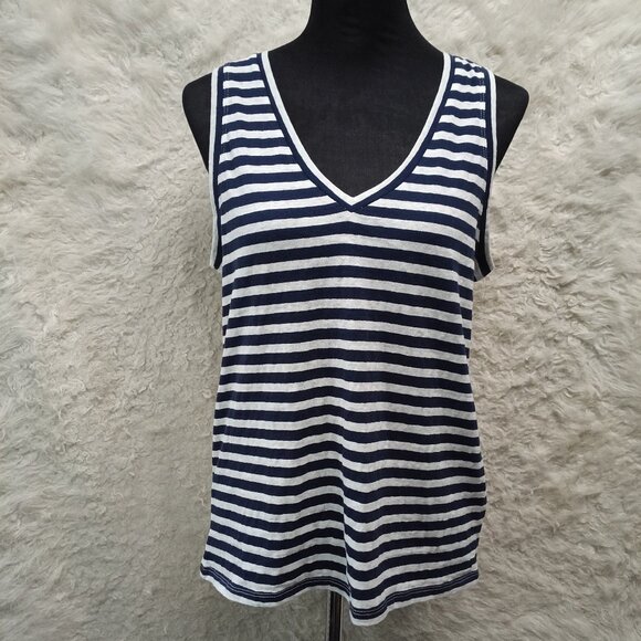 J. Crew Women's Navy Blue Stripped Tank Top Size S - Picture 1 of 7